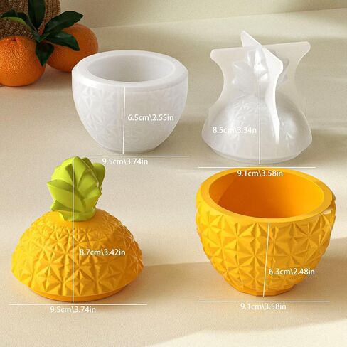 Pineapple Resin Jar Silicone Molds with Lid for Epoxy Resin Casting Candle Holder Candy Snack Container Jewelry Storage Box Home Decoration in Saudi Arabia