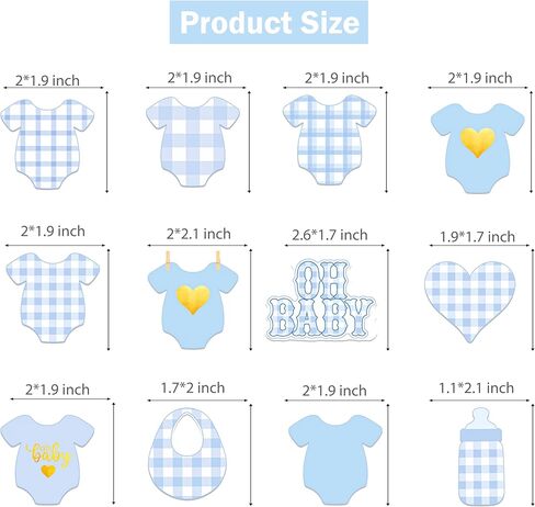 24Pcs Boy Blue Bodysuit Cupcake Toppers Blue Gingham Bodysuit Theme Cake Cupcake Picks for Baby Boys Shower Decorations Oh Baby Gender Reveal Supplies in Saudi Arabia