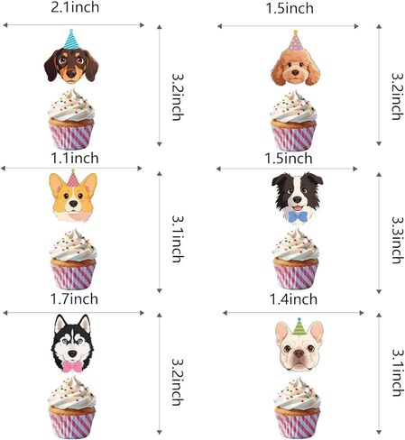 48 Pcs Pet Dog Party Cupcake Toppers for Puppy Birthday Baby Shower Party Decorations in Saudi Arabia