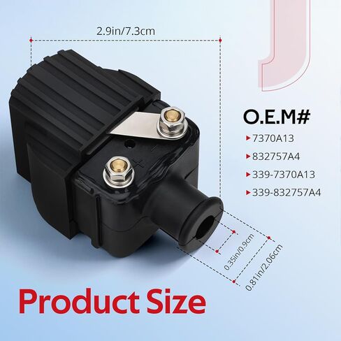 JAVIK Ignition Coil for Mercury-Mercruiser 2 Stroke 25 HP25 15 HP15 E2.5 HP2.5 8 HP8 9.9 HP9.9 10 HP10 20 HP20 for Chrysler Force 40HP 50HP 1992-1995 70/90/120/150HP 1991-1995 832757A4 339-832757A4 in Kuwait