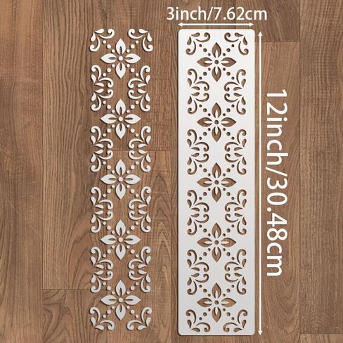 6PCS Border Stencil Geometric Craft Paint Template Reusable Plastic Templates 3 * 12inch Stencils Painting on Wood Furniture Wall Canvas Floor in Saudi Arabia