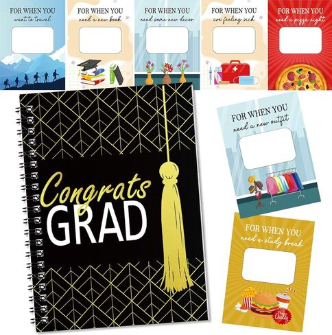 Graduation Gift Card Book 7 x 5 Inch 20 Pages Gift Card Booklet Congrats Grad Organizer Greeting Card College Survival Album Keeper for Graduation Senior Gifts(Black) in Saudi Arabia