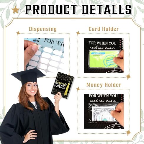 Graduation Gift Card Book 7 x 5 Inch 20 Pages Gift Card Booklet Congrats Grad Organizer Greeting Card College Survival Album Keeper for Graduation Senior Gifts(Black) in Saudi Arabia