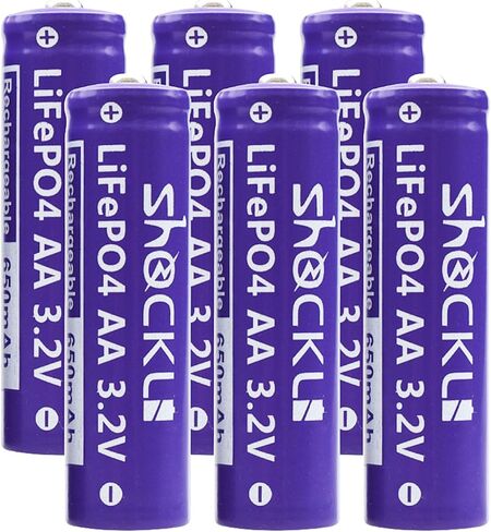 4 عبوات - بطارية Shockli AA 3.2V LiFePo4 650 مللي أمبير في الساعة، بطاريات AA 3.2V الشمسية القابلة لإعادة الشحن - مثالية لإضاءة الحديقة الشمسية in Kuwait