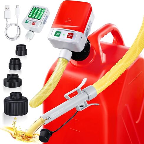 Fuel Transfer Pump with Auto-Stop,3.4GPM, USB & AA Battery Powered,30s Alert Beep,51"Hose Portable Fuel Pump with 4 Tank Adapter,Portable Liquid Pump with Nozzle for Gasoline,Diesel,Oil in Saudi Arabia