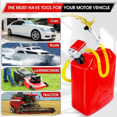 Fuel Transfer Pump with Auto-Stop,3.4GPM, USB & AA Battery Powered,30s Alert Beep,51"Hose Portable Fuel Pump with 4 Tank Adapter,Portable Liquid Pump with Nozzle for Gasoline,Diesel,Oil in Saudi Arabia