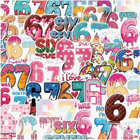 100Pcs Six-Seven Stickers for Kids, Vinyl Stickers Kids Waterproof Stickers for Water Bottles Laptop Classroom Decor in Saudi Arabia