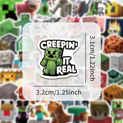 100 Pcs Pixel Cartoon PVC Stickers, Gifts for Laptop Water Bottle Skateboard Party Supplies Decorations Teens in Saudi Arabia