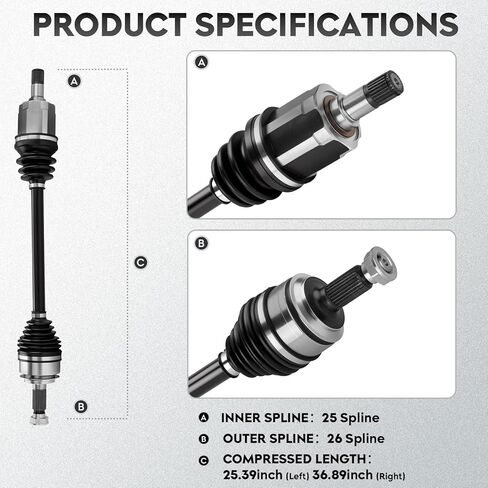 NEW Left & Right Front CV Axle Shaft Assembly fits for Honda Civic 2016-2021 L4 2.0 2.0L (for EX LX LX-P trims), Automatic CVT Trans Only, Driver & Passenger Side, 2-Pack in Kuwait