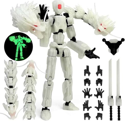 8inch T13 Assembly Completed Action Figure Set,T13 Multi-Jointed Movable There is a 3D Printed Dragon on his Body,for Collectors Desktop Decorations t-13 Movability 3D Printed Toys (Black) in Saudi Arabia