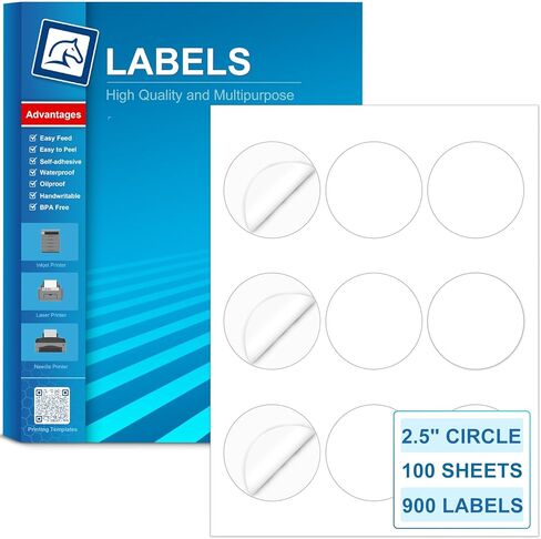 Circle Labels, 2" Diameter High Visibility Round Labels,Round Sticker Labels for Laser&Inkjet Printers,10 Sheets,120 Total Adhesive Labels for Price Tags,QR Codes,Business Logos,Pony Packaging HB-C012 in Saudi Arabia