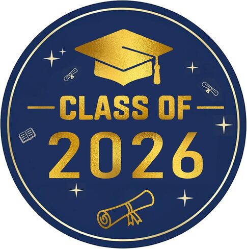 2026 Graduation Stickers, 120 Pcs Large 2 Inch Gold Foil Envelope Sticker Seals, Class of 2026 Decorations for Graduation Invitations and Party Favors, Black in Saudi Arabia