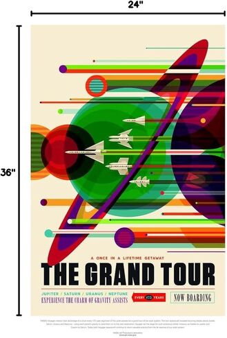 The Grand Tour Poster NASA Space Retro Travel Vintage Science Tourism Galaxy Cool Wall Art Print Poster 24x36 in Kuwait
