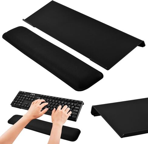 Adjustable Acrylic Keyboard Stand with Removable Memory Foam Wrist Rest, Non-Slip Silicone Pads, Fits Most Keyboards(Color:Black) in Saudi Arabia