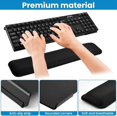 Adjustable Acrylic Keyboard Stand with Removable Memory Foam Wrist Rest, Non-Slip Silicone Pads, Fits Most Keyboards(Color:Black) in Saudi Arabia