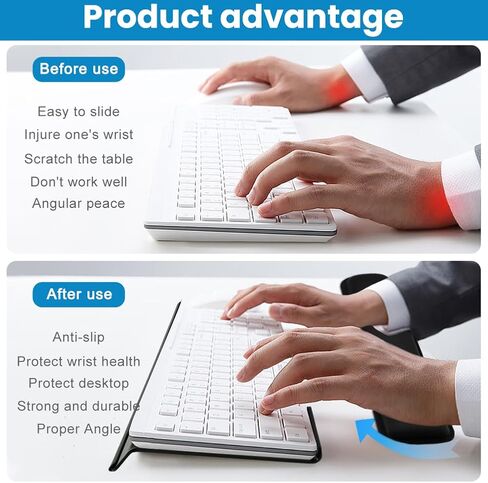 Adjustable Acrylic Keyboard Stand with Removable Memory Foam Wrist Rest, Non-Slip Silicone Pads, Fits Most Keyboards(Color:Black) in Saudi Arabia