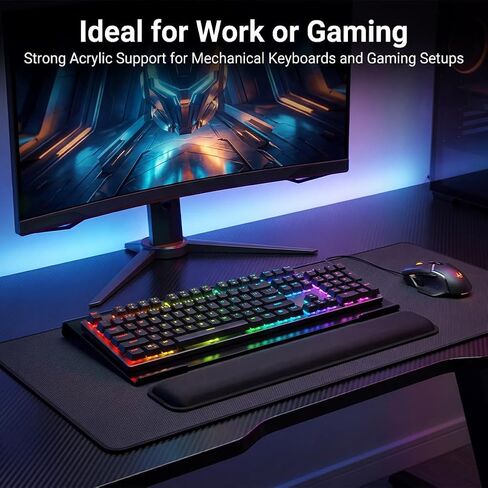 Adjustable Acrylic Keyboard Stand with Removable Memory Foam Wrist Rest, Non-Slip Silicone Pads, Fits Most Keyboards(Color:Black) in Saudi Arabia