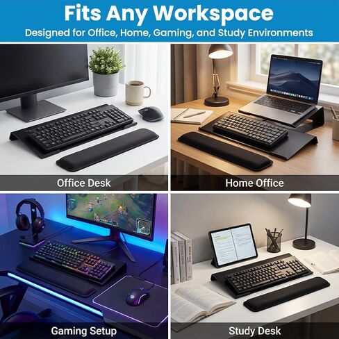 Adjustable Acrylic Keyboard Stand with Removable Memory Foam Wrist Rest, Non-Slip Silicone Pads, Fits Most Keyboards(Color:Black) in Saudi Arabia