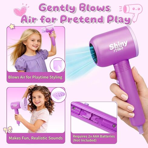 10.5" Hair Styling Doll Head for Girls – Kids Makeup & Hair Salon Playset with Washable Makeup, Toy Hair Dryer & 20+ Accessories, Pretend Beauty Styling Head, Birthday Gift for Girls Ages 3-10 in Saudi Arabia