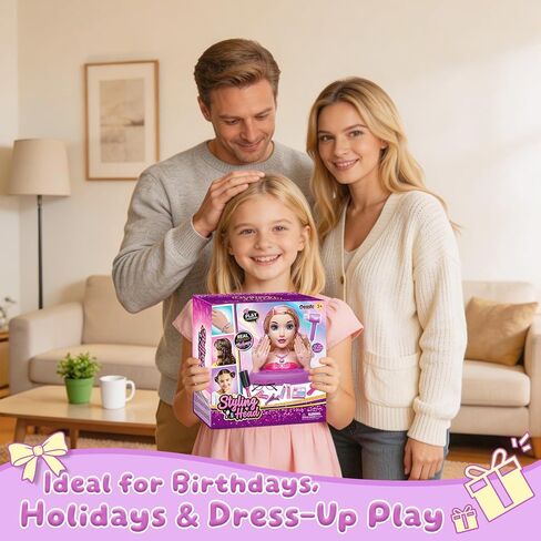 10.5" Hair Styling Doll Head for Girls – Kids Makeup & Hair Salon Playset with Washable Makeup, Toy Hair Dryer & 20+ Accessories, Pretend Beauty Styling Head, Birthday Gift for Girls Ages 3-10 in Saudi Arabia