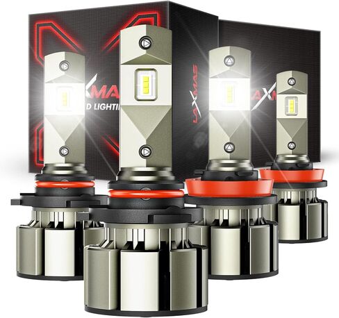 Laxmas H11 9005 LED Bulbs Combo Kit, 9005/HB3 H8/H9/H16 Super Bright Bulbs with Cooling Fan, Plug and Play, 50000 Hours Lifespan, LED Light, Pack of 4 in Saudi Arabia