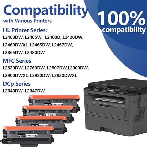 Compatible TN830XL TN830 Toner Cartridge Replacement for Brother TN-830XL TN-830 XL TN830xl/v Toner with DCP-L2640DW HL-L2460DW HL-L2480DW HL-L2400D HL-L2405W MFC-L2820DW Printer ,4 Pack Black in Saudi Arabia
