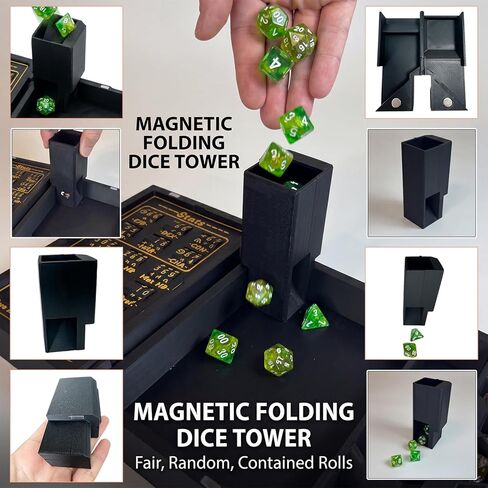 DND 5E Character Tracker Box,DND Player's Kit - All-in-One Dice Tower, Dice Tray & Storage Box with Built-in Character Stats & Skills Tracker, Premium DND Accessories Case for RPG/TTRPG Gaming Gift in Saudi Arabia