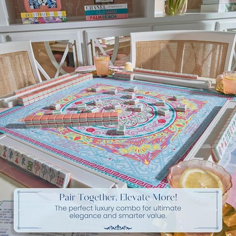 American Mahjong Mat and Racks Set with Rules – 31.5" x 31.5" Waterproof Neoprene Mahjong Mat, 4 Clear Acrylic Racks with Carrying Bag, Premium Gift Box (Boho Mandala) in Kuwait