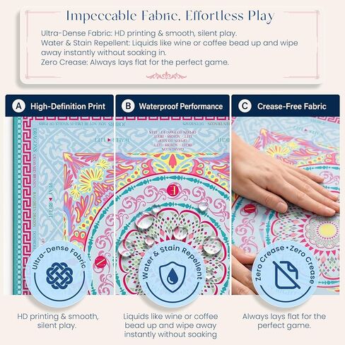 American Mahjong Mat and Racks Set with Rules – 31.5" x 31.5" Waterproof Neoprene Mahjong Mat, 4 Clear Acrylic Racks with Carrying Bag, Premium Gift Box (Boho Mandala) in Kuwait