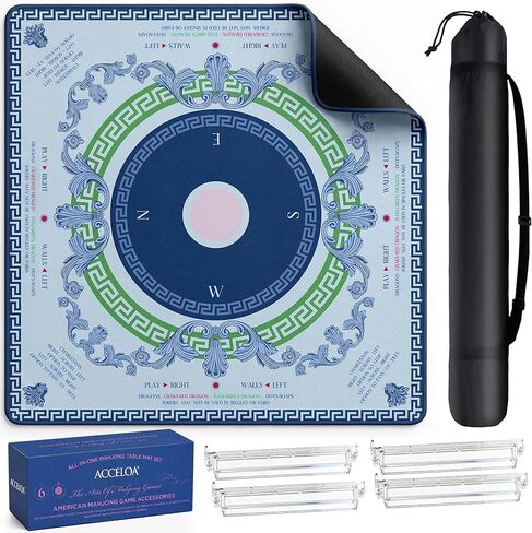 American Mahjong Mat and Racks Set with Rules – 31.5" x 31.5" Waterproof Neoprene Mahjong Mat, 4 Clear Acrylic Racks with Carrying Bag, Premium Gift Box (Boho Mandala) in Kuwait