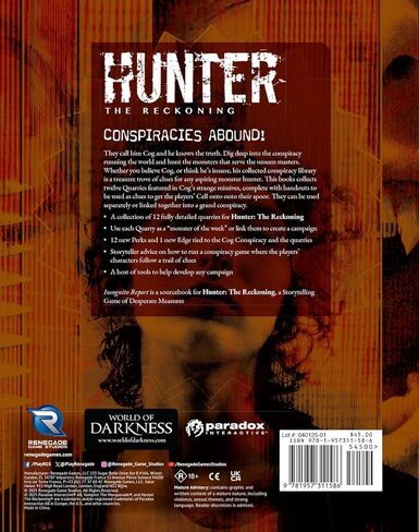 Renegade Game Studios Hunter: The Reckoning 5th Edition Incognito Report Sourcebook RPG Campaign Book in Kuwait