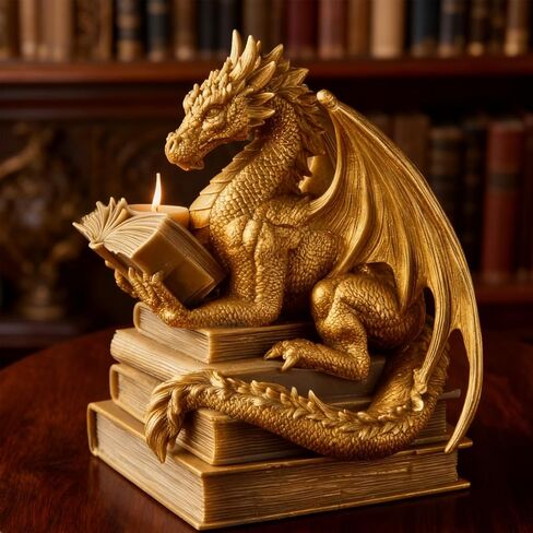 Book-Reading Dragon Silicone Candle Mold, 3D Dinosaur Resin Casting Silicone Mold for Home Decor, Soap & Candle Making, Animal Epoxy Resin Craft Mold, Gifts for Dinosaur Lovers in Saudi Arabia