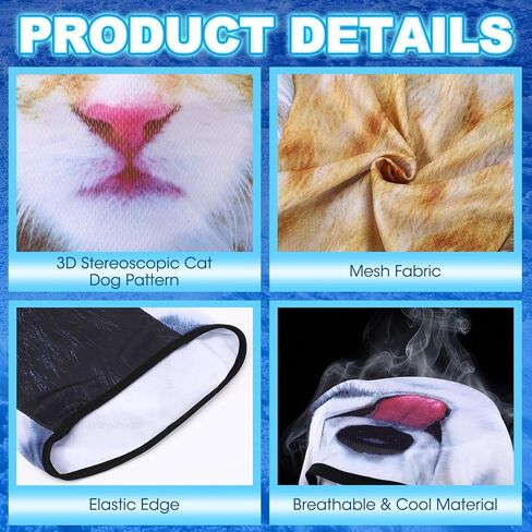 Cutecrop 12 Pcs 3D Cat Summer Face Mask, Funny Dog Cat Balaclava Face Cover for Cycling Motorcycle Sun Protection Animal Cooling Masks for Summer Outdoor Activities Beach Sports Cosplay in Kuwait