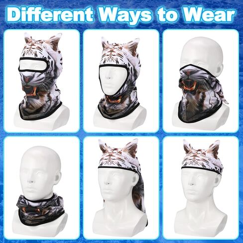 Cutecrop 12 Pcs 3D Cat Summer Face Mask, Funny Dog Cat Balaclava Face Cover for Cycling Motorcycle Sun Protection Animal Cooling Masks for Summer Outdoor Activities Beach Sports Cosplay in Kuwait