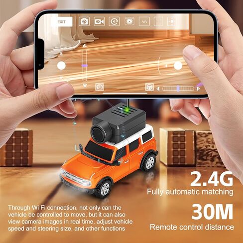 سيارة WLtoys Mini RC، سيارة الانجراف FPV RC بمقياس 1:64 مع كاميرا HD 720P، التحكم في تطبيق WiFi مع ألعاب السباق الصغيرة بمنظور الشخص الأول للمراهقين والبالغين (برتقالي) in Kuwait