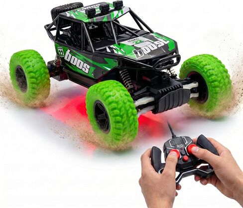 1:20 Scale RC Car with Blue & Red Flashing Lights, 2WD Beginner-Friendly Remote Control Truck, 4CH 2.4GHz, 2 Rechargeable Batteries, USB Charging – Cool Blue Gift in Kuwait