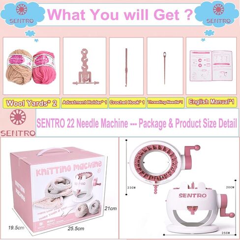 PKHOUHYI Sentro 22 Knitting Machine, Sentro 22 Needles Knitting Machine Automatic Circular Weaving Spinning Knitting Loom Machine Kit for Adults and Beginners for Kintting Toys/Scarf/Hats/Sweater in Saudi Arabia