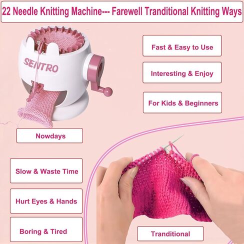 PKHOUHYI Sentro 22 Knitting Machine, Sentro 22 Needles Knitting Machine Automatic Circular Weaving Spinning Knitting Loom Machine Kit for Adults and Beginners for Kintting Toys/Scarf/Hats/Sweater in Saudi Arabia