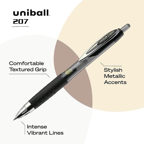 قلم جل Uniball Signo 207، 4 عبوات؛ أقلام سوداء فائقة الصغر مقاس 0.38 مم؛ أقلام حبر جل | اللوازم المكتبية التي تبيعها شركة Uniball هي الأقلام؛ قلم حبر جاف؛ الأقلام الملونة؛ أقلام جل؛ نقطة غرامة؛ أقلام الكتابة السلسة in Kuwait