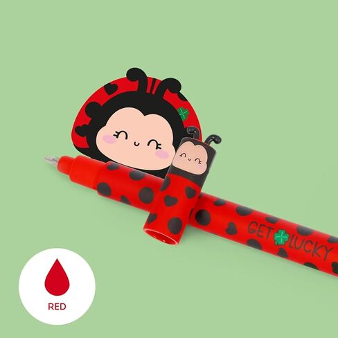 LEGAMI - Set of 5 Erasable Gel Pens with Thermosensitive Erase Ink, Range of ink colours & barrel designs, 0.7mm Tip, Lady Bug, Cow, Donkey, Pig & Bee in Kuwait