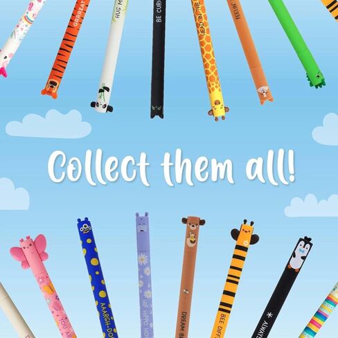 LEGAMI - Set of 5 Erasable Gel Pens with Thermosensitive Erase Ink, Range of ink colours & barrel designs, 0.7mm Tip, Lady Bug, Cow, Donkey, Pig & Bee in Kuwait