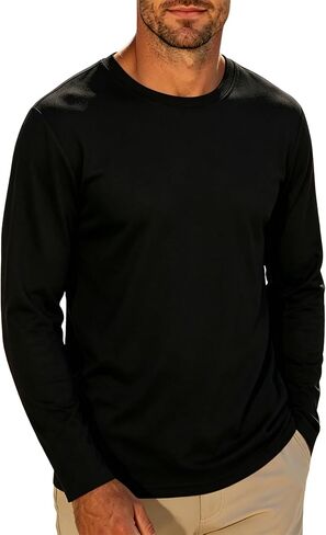 Men's Long Sleeve Sun Shirt Lightweight Workout UV Protection Quick Dry Hiking Tee Shirts Cycling Fishing Athletic Tops in Saudi Arabia