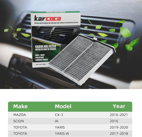 CF12140 Premium Cabin Air Filter With Activated Carbon Compatible with TOYOTA YARIS 2017-2020 MAZDA CX-3 2016-2022 SCION IA 2016 in Kuwait