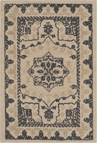 SAFAVIEH Restoration Vintage Collection Runner Rug - 2'3" x 8', Ivory & Charcoal, Handmade Distressed Wool, Ideal for High Traffic Areas in Living Room, Bedroom (RVT424A) in Saudi Arabia
