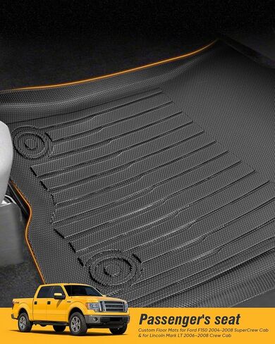 Car Floor Mats for Ford F150: 2004-2008 SuperCrew/Crew Cab Only & for Lincoln Mark LT 2006–2008 Crew Cab, All Weather Truck Liners for F-150 Accessories, Custom Fit Front Rear Floor Liners for Pickup in Kuwait