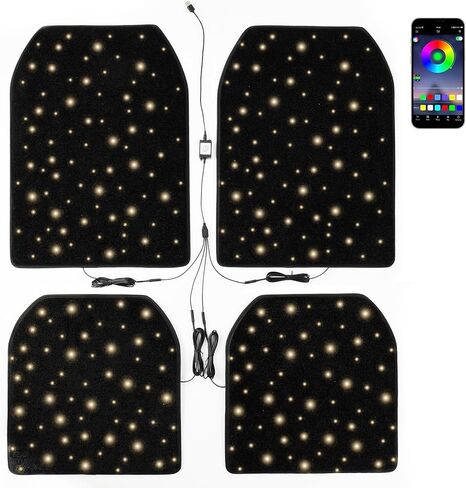 Starlight Floor Mat App Control LED مقاوم للماء ومضاد للانزلاق سجادة سيارة عالمية وضع الموسيقى أضواء داخلية نشطة للسيارات وسيارات الدفع الرباعي والشاحنات in Kuwait