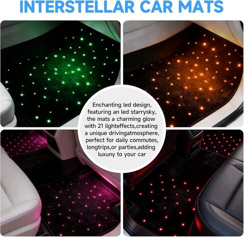 Starlight Floor Mat App Control LED مقاوم للماء ومضاد للانزلاق سجادة سيارة عالمية وضع الموسيقى أضواء داخلية نشطة للسيارات وسيارات الدفع الرباعي والشاحنات in Kuwait