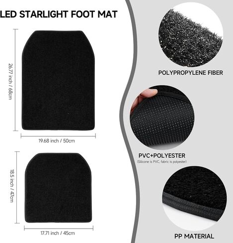Starlight Floor Mat App Control LED مقاوم للماء ومضاد للانزلاق سجادة سيارة عالمية وضع الموسيقى أضواء داخلية نشطة للسيارات وسيارات الدفع الرباعي والشاحنات in Kuwait