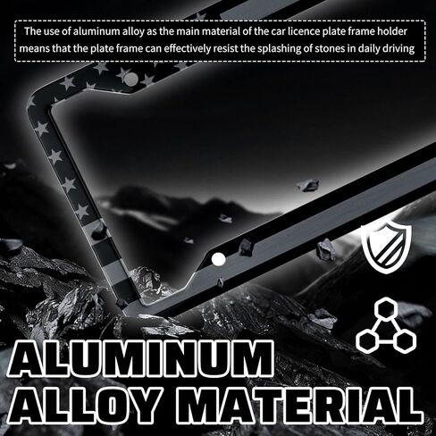 2PCS American Flag License Plate Frame,Stylish License Plate Holders for Cars Includes Car Emblem/Screws/Caps,Aluminum Alloy Patriotic Car Plates Frame as Cars Decorations in Saudi Arabia