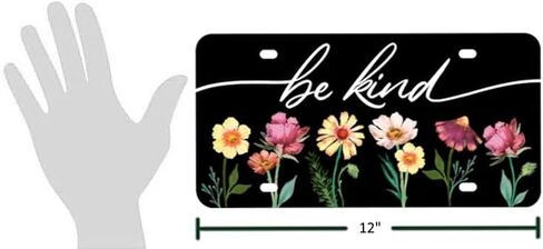 مجموعة Bridge Be Kind Vanity Plate - لوحة ترخيص قياسية مع تصميم زهور ملونة - ديكور ملهم للسيارات in Kuwait
